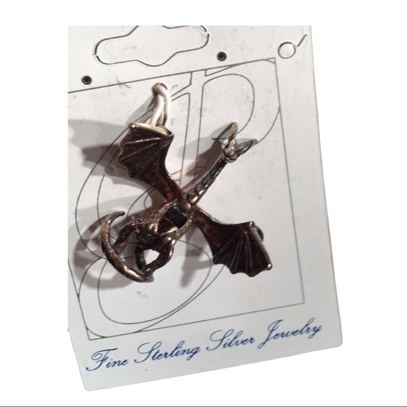 Vintage Sterling silver Peter stone Dragon pendant - Picture 1 of 5